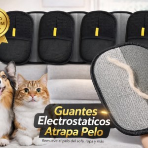 Guante Removedor de Pelo para Mascotas/Limpieza Reutilizable Doble Cara