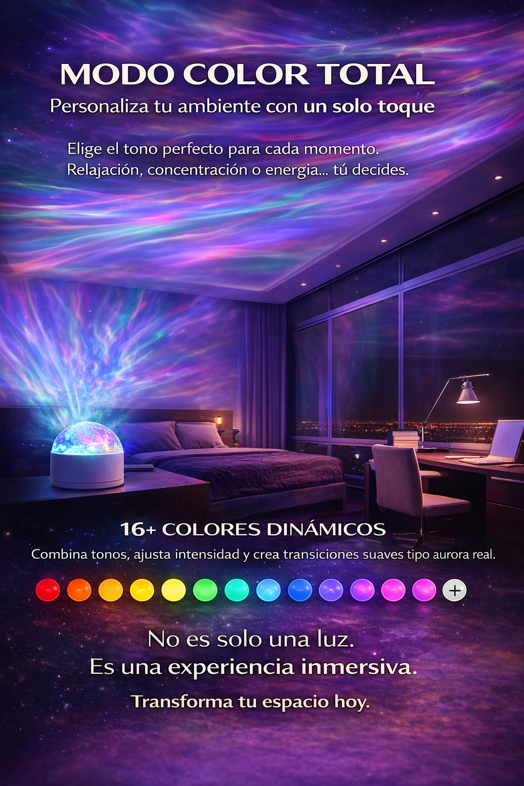 Proyector Galaxy 360° con Control Remoto / Luz Aurora Boreal para Habitación - Image 3