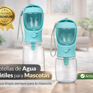 Botella Portátil 2 en 1 Agua+Comida Antiderrames para Paseos.