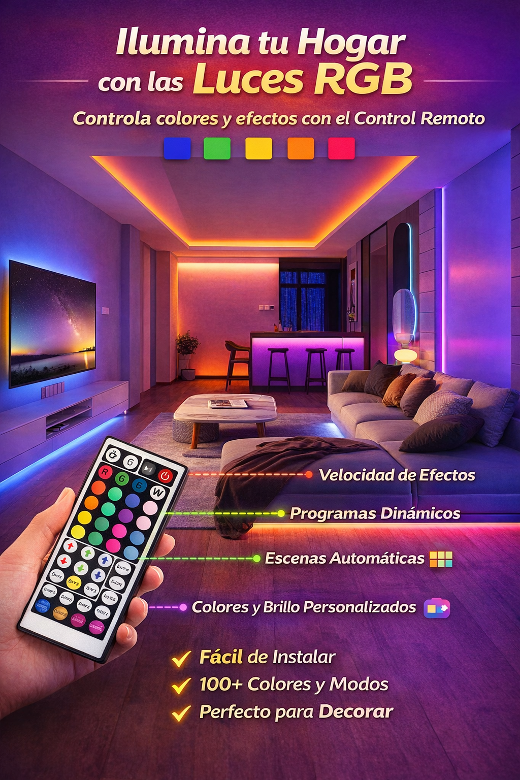 Tira LED RGB Inteligente con control APP /Luces Decorativas para Habitación. - Image 4